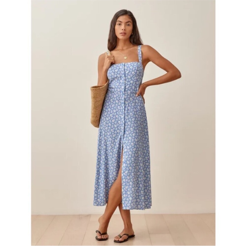 Reformation Virgil Midi Blue Floral Dress - Remi - Picture 3 of 7